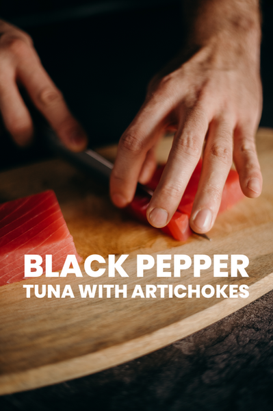 Black Pepper Tuna with Artichokes