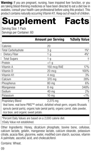 - Bone Health Pack, Rev 08 Supplement Facts