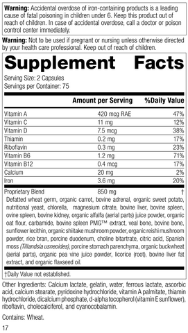 - 4030 Catalyn with Iron R17 Supplement Facts
