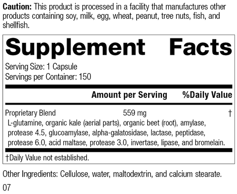 - Enzycore, 150 Capsules, Rev 07 Supplement Facts
