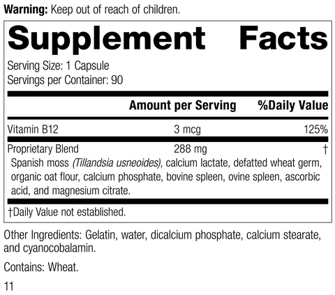 - For-Til B12®, 90 Capsules, Rev 10 Supplement Facts