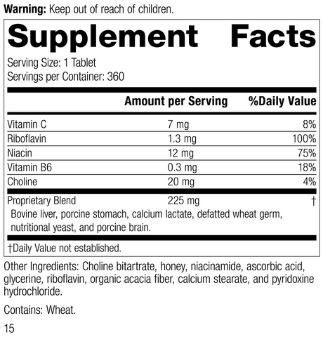 - Cataplex® B2, 360 Tablets, Rev 14 Supplement Facts