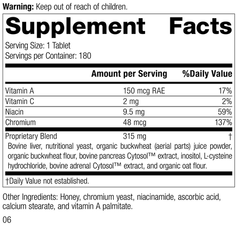- Chromium Complex, 180 Tablets, Rev 03 Supplement Facts
