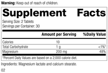Load image into Gallery viewer, Magnesium Lactate Rev 02 Supplement Facts
