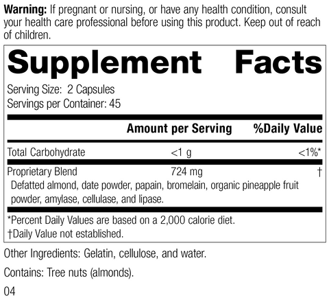 - 8443 Zymex-II R02 Supplement Facts