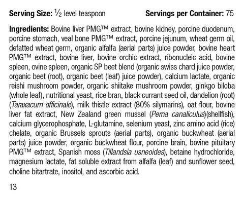 - supplement fact label