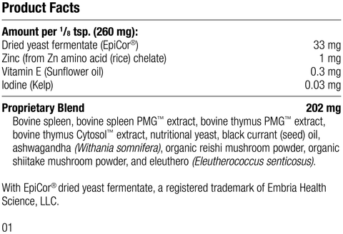- A1610 Canine Immune System Support, 30 g, Rev 01 Supplement Facts