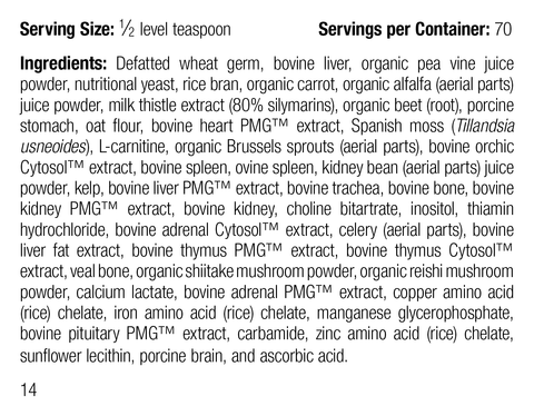 - Canine Whole Body Support, 100 g, Rev 12 Supplement Facts
