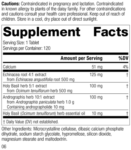 - Andrographis Complex, 120 Tablets, Rev 05 Supplement Facts