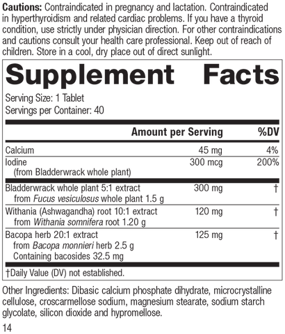 - Thyroid Complex, 40 Tablets, Rev 12 Supplement Facts