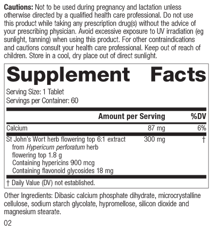 - M1795 St John's Wort 1.8g R01 Supplement Fact