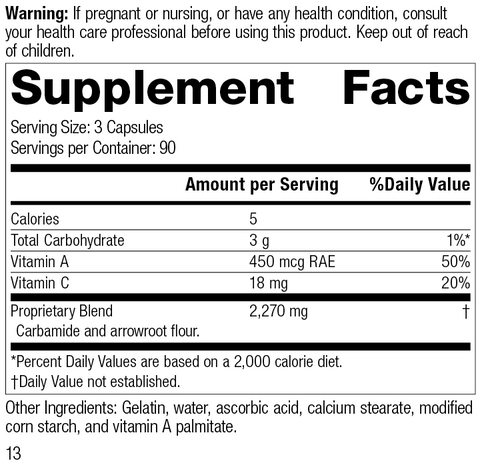  - A-C Carbamide®, 270 Capsules, Rev 12 Supplement Facts
