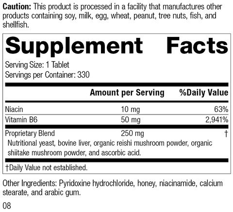  - B6-Niacinamide, 330 Tablets, Rev 08 Supplement Facts