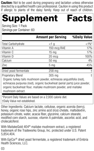  - Vegetarian Immune System Health Pack Rev 02 Supplement Facts