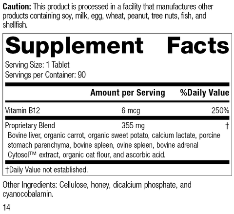  - Cataplex® B12, 90 Tablets, Rev 14 Supplement Facts
