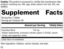 Load image into Gallery viewer, Betaine Hydrochloride, Rev 02 Supplement Facts