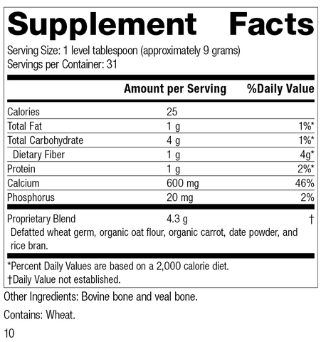  - Calcifood® Powder, 10 Ounces, Rev 10 Supplement Facts