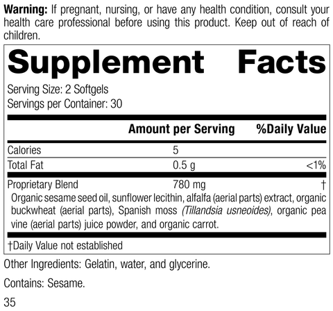  - Chlorophyll Complex™, 60 Softgels, Rev 33, Supplement Facts