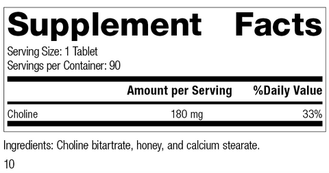  - Choline, 90 Tablets, Rev 09 Supplement Facts