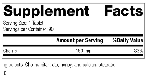  - Choline, 90 Tablets, Rev 09 Supplement Facts