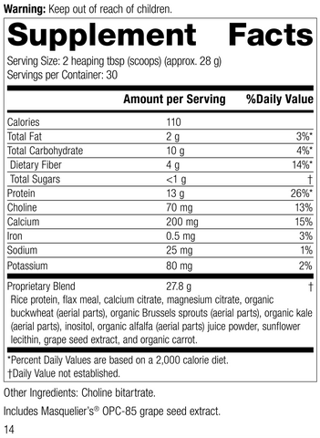  - SP Complete® Dairy Free, Rev 14 Supplement Facts