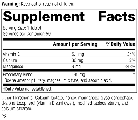  - E-Manganese 3925-21 Supplement Facts