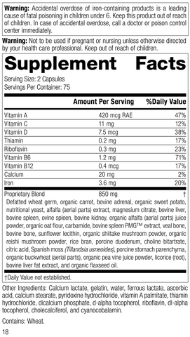  - 4030 Catalyn with Iron R18 Supplement Facts