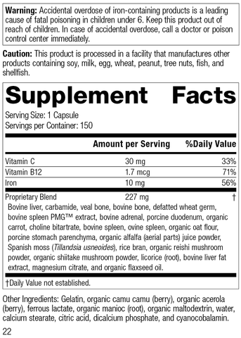  - Ferrofood®, 150 Capsules, Rev 21 Supplement Facts