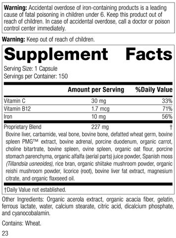  - Ferrofood®, 150 Capsules, Rev 23 Supplement Facts