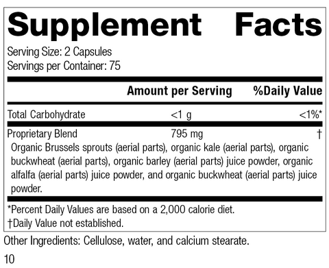  - SP Green Food®, 150 Capsules, Rev 10 Supplement Facts