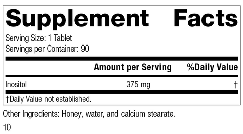 - Inositol, 90 Tablets, Rev 10 Supplement Facts