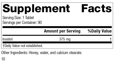  - Inositol, 90 Tablets, Rev 10 Supplement Facts