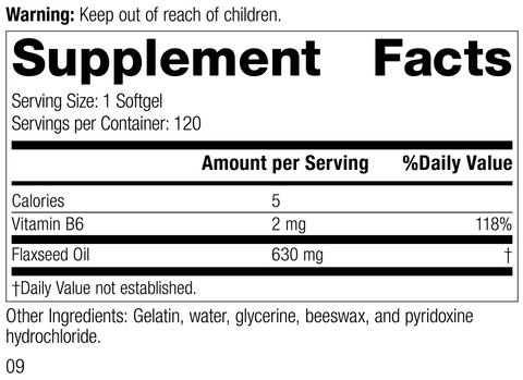  - Flax Oil with B6, formerly known as Linum B6 5340-8.0 Supplement Facts
