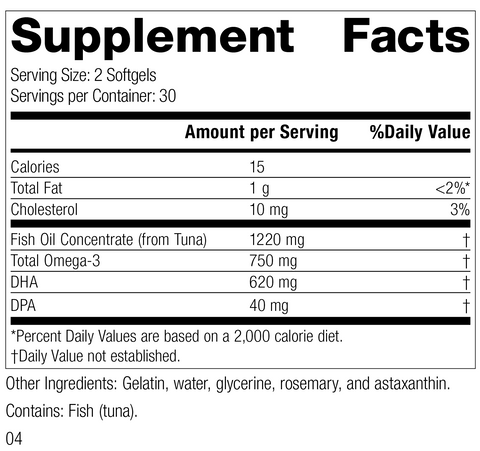  - Olprima™ DHA, 60 Softgels, Rev 02 Supplement Facts