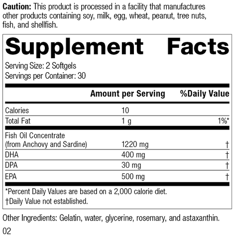  - Olprima™ EPA|DHA, 60 Softgels, Rev 02 Supplement Facts