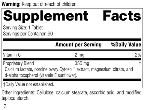  - Ovex® P, 90 Tablets, Rev 12 Supplement Facts