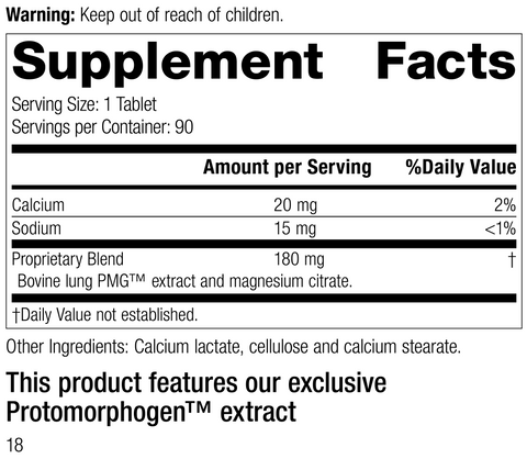 - Pneumotrophin PMG®, Rev 16 Supplement Facts