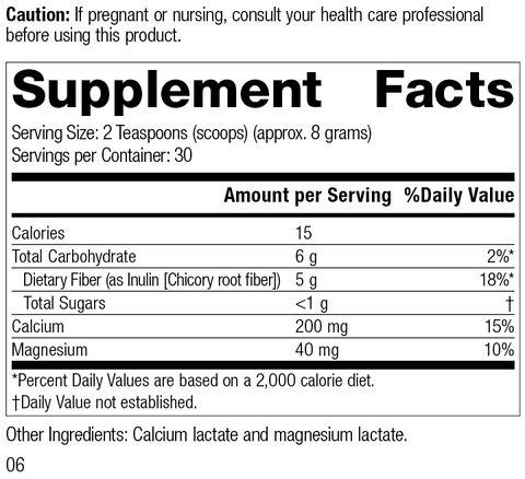  - Prebiotic Inulin, Rev 06 Supplement Facts