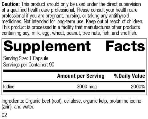  - Prolamine Iodine Plus, 90 Tablets, Rev 02 Supplement Facts