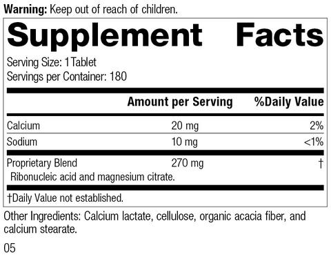 - Ribonucleic Acid (RNA), 180 Tablets, Rev 04 Supplement Facts
