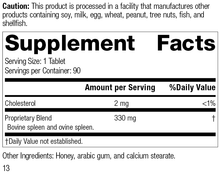 Load image into Gallery viewer, 7600 Spleen Desiccated R13 Supplement Facts