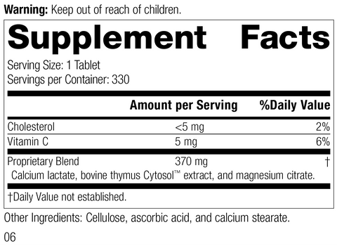  - Thymex®, 330 Tablets, Rev 05 Supplement Facts