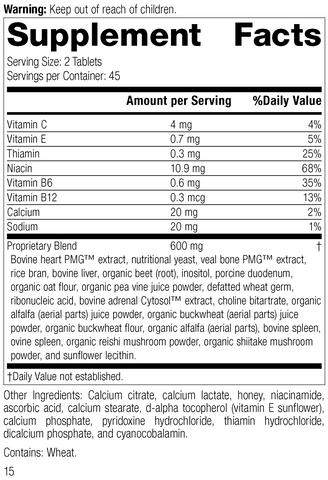  - Vasculin®, 90 Tablets, Rev 15 Supplement Facts