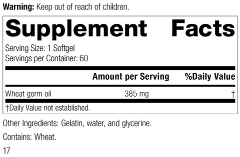  - 8225 Wheat Germ Oil R16 Supplement Facts