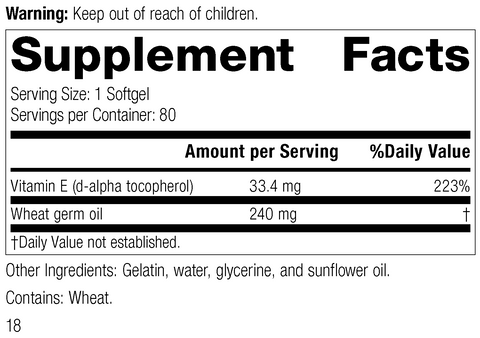  - Wheat Germ Oil Fortified™, Rev 16 Supplement Facts
