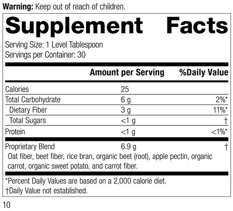  - 8335 Whole Food Fiber R09 Supplement Facts