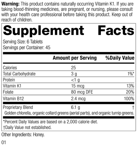  - Nutrition label for Whole Food Folate