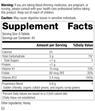 Load image into Gallery viewer, Nutrition label for Whole Food Folate