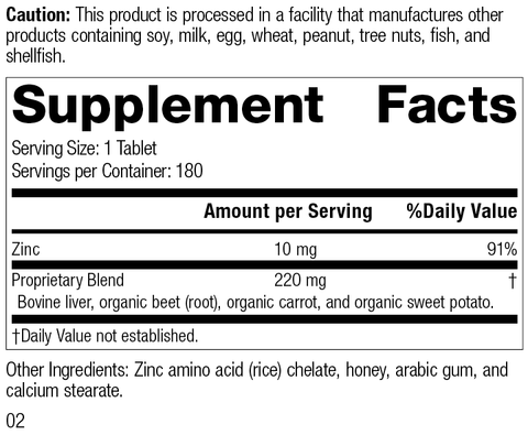  - Zinc Chelate™, 180 Tablets, Rev 02 Supplement Facts