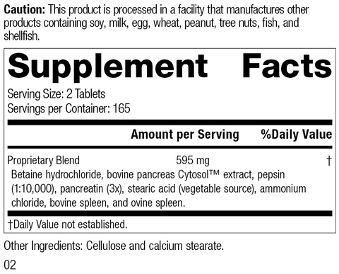  - Zypan®, 330 Tablets, Rev 01 Supplement Facts